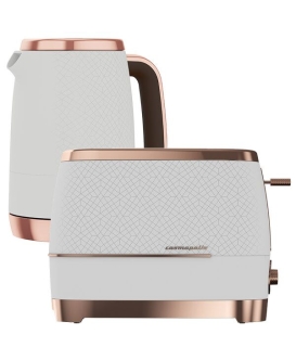 Beko Cosmopolis Kettle and 2 Slice Toaster Set - White & Rose Gold